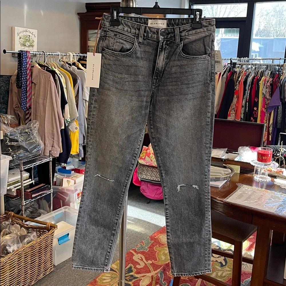SLVRLAKE Lou Lou High Rise Straight Jeans – Edge of Town Wash, Size 27 (NWT)